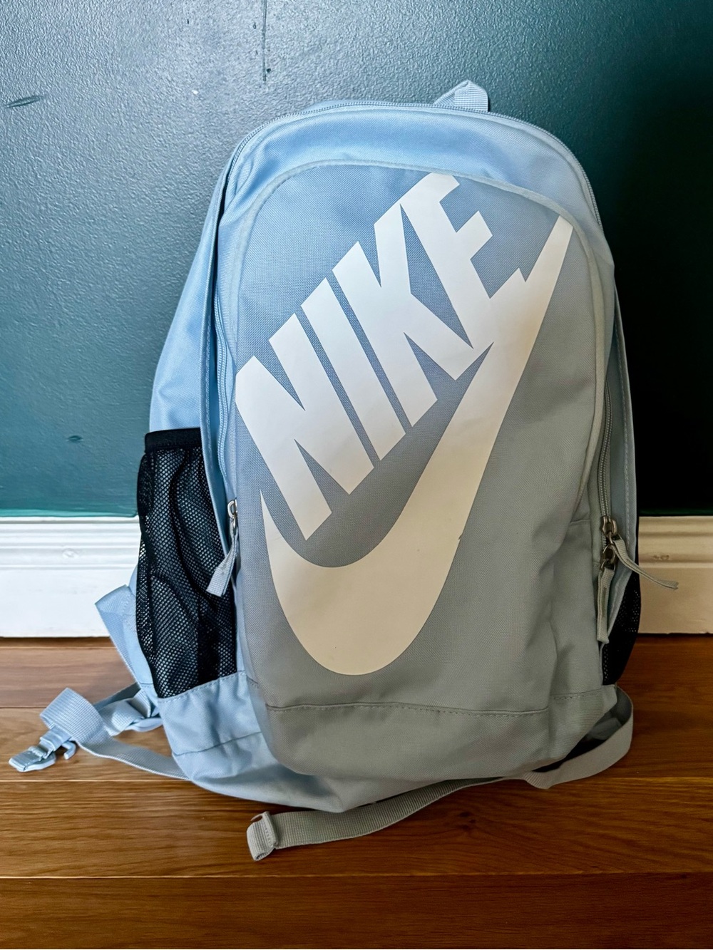 Nike Light Blue and White Swoosh Kids Backpack